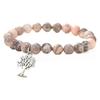 Natural Stone Tree of Life Zebra Stripe Pendant Bracelet Gift Set