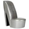 Silver Faux Leather High Heel Shoe Chair