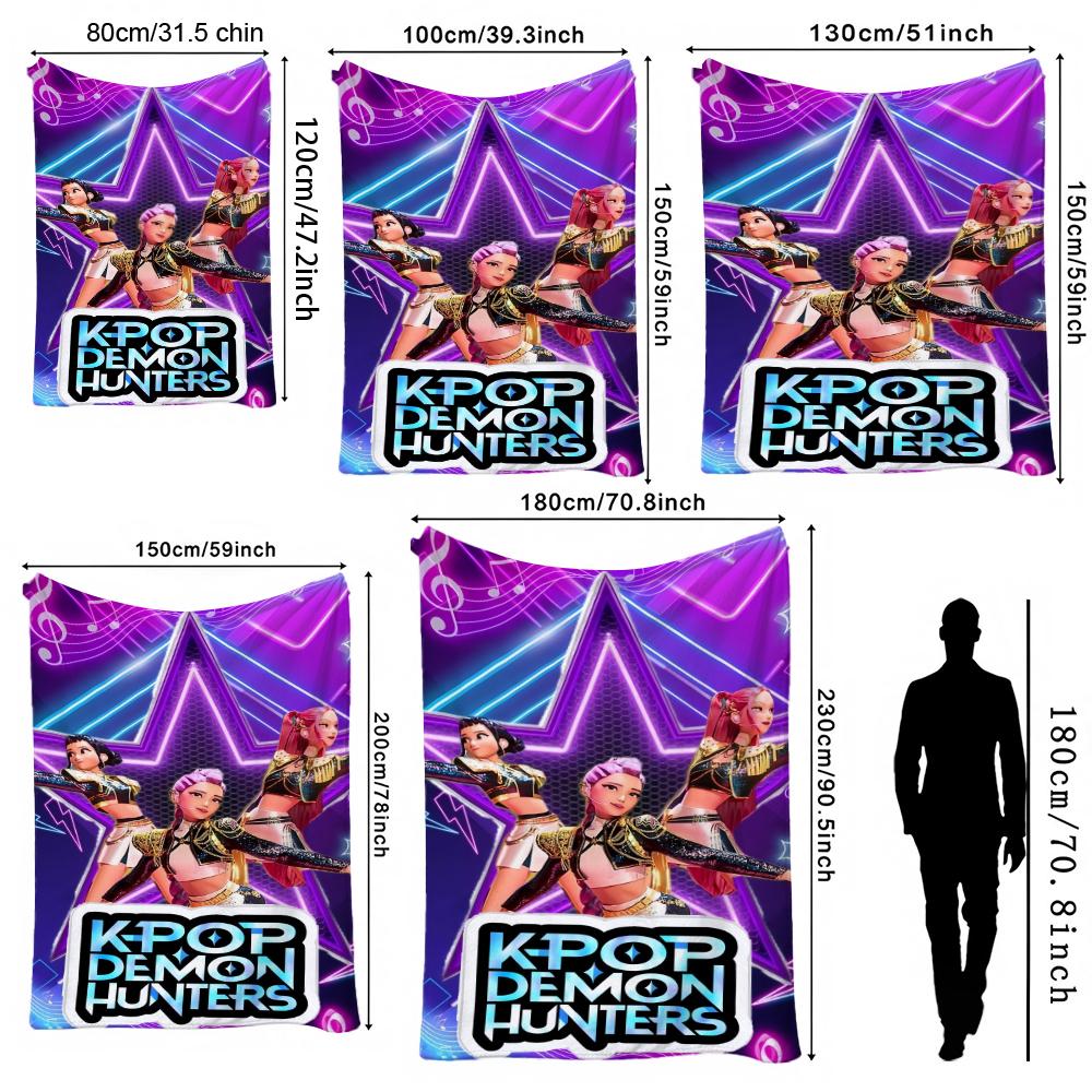 Kpop Demon Hunters Music Show Cartoon Anime Blanket Ultra Soft Throw Blanket For Bedroom Sofa Bed Party Decor New Year Gift