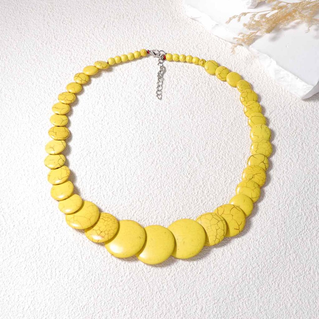 Bohemian personality trend vintage colored turquoise beaded necklace disc multicolor optional women's sweater chain