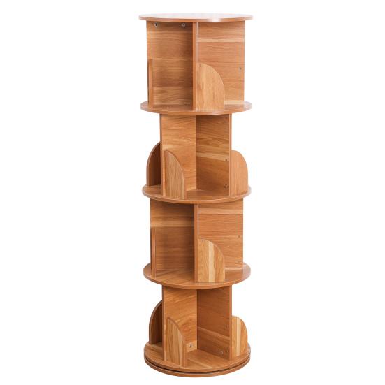 Spinning Bookshelf 360 Rotation Display 4 Tier Floor Standing Bookcase Small Corner Bookcase for Small Space Kids Room Book Storage Organizer