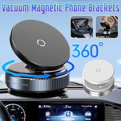 Magnetic Vacuum Car Phone Holder 360°Rotation Vacuum Suction Cup Strong Magnetic Stand Phone Bracket Foldable Navigation Holder