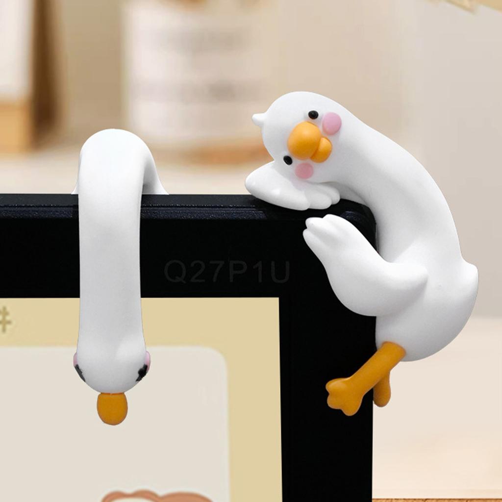 4PCS Cute Goose Figurines 3D Craft Figurine Funny Computer Decor for Office Monitor & Dashboard Decor