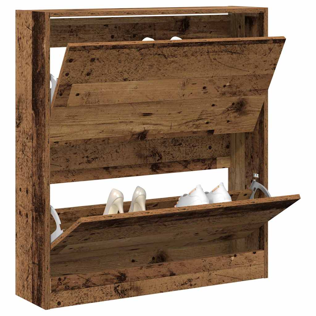 Shoe Cabinet with Shelf Rustic Wood Look 80 x 21 x 87.5 cm Engineered Wood