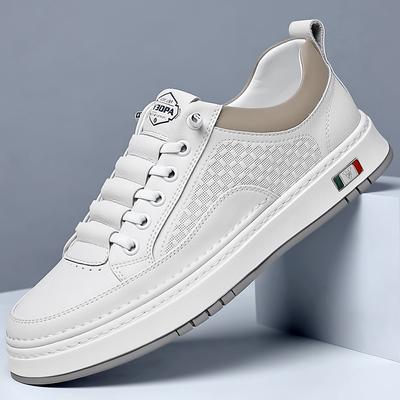 High Quality Fashion Men Leather Casual Flat Designer Shoes Breathable Antiskid Vulcanized Shoes Luxury Outdoor Walking Sneakers