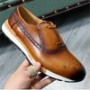 Fashion NEW Men's Leather Shoes Men's Retro Leather Shoes Leather British Casual Single Shoes Brock Fashion Shoes Men's Single Shoes A21