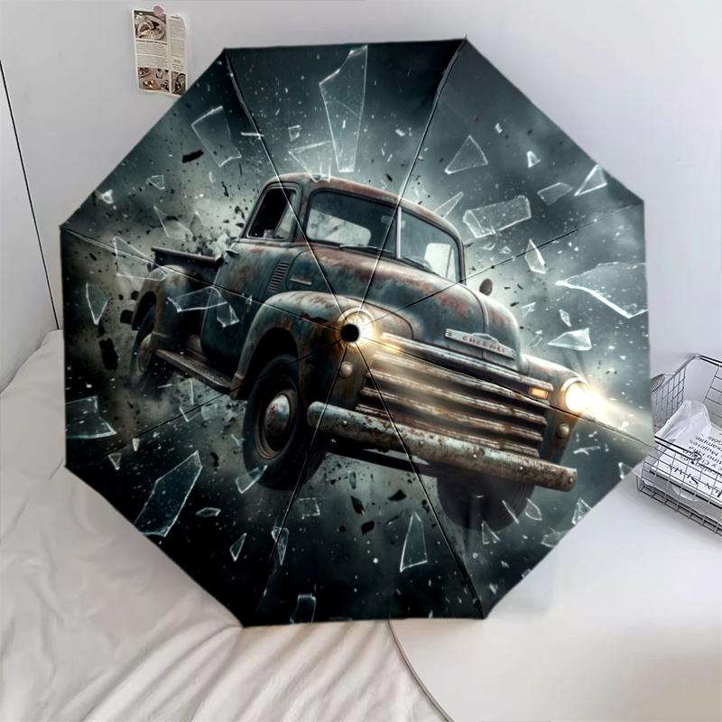 

1 PC Automatic Folding Umbrella - Car Pattern, Portable & Foldable Design with 8 Ribs, Christmas Birthday Gifts