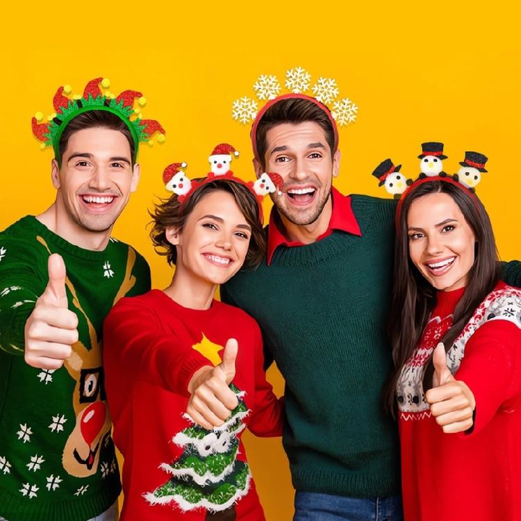 Glittering Powder Christmas Headband Festival Props Hairhoop for Family Gathering Holiday Celebration Props Headpiece