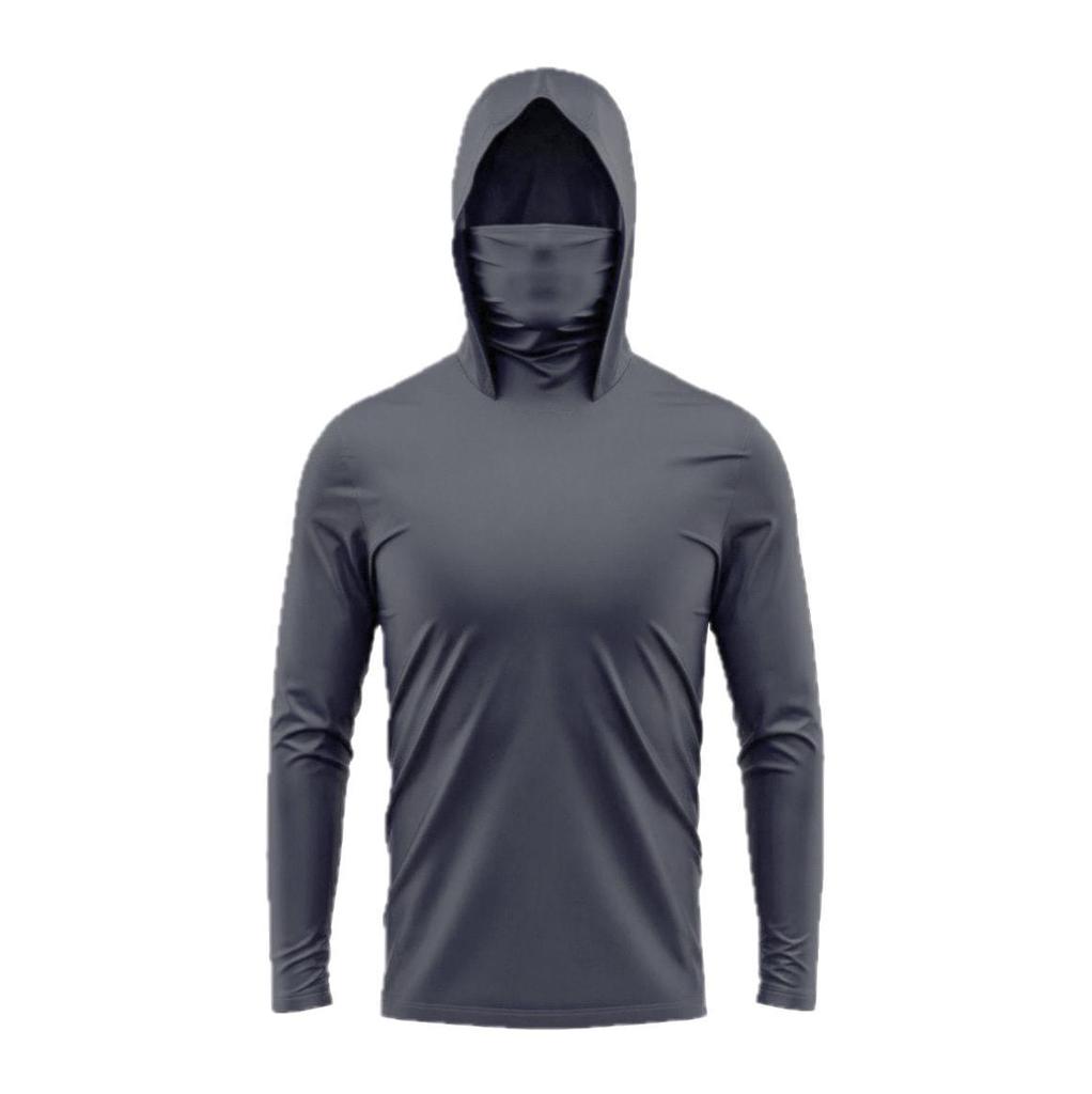 Op Voorraad UPF50+ Heren Zonwerende Vis Hoodie met Masker