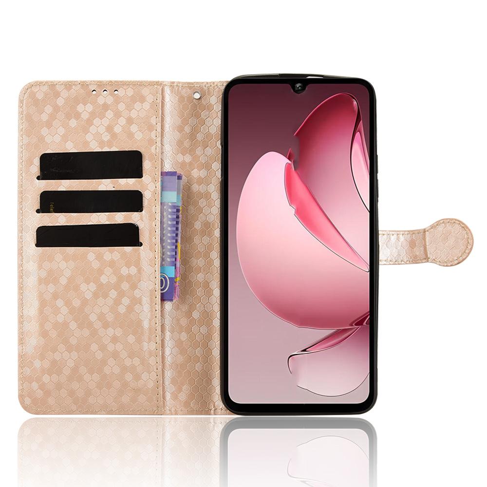 Pro Oukitel C60 Pro/C60 Peněženkové pouzdro Vzor teček Ražba PU kůže Kryt na telefon s poutkem na zápěstí