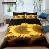 Vintage Sunflowers Duvet Cover Set Letters Bedding Set Letters And Sunflowers Printed Retro Girls Queen Size 2/3pcs Quilt Cover