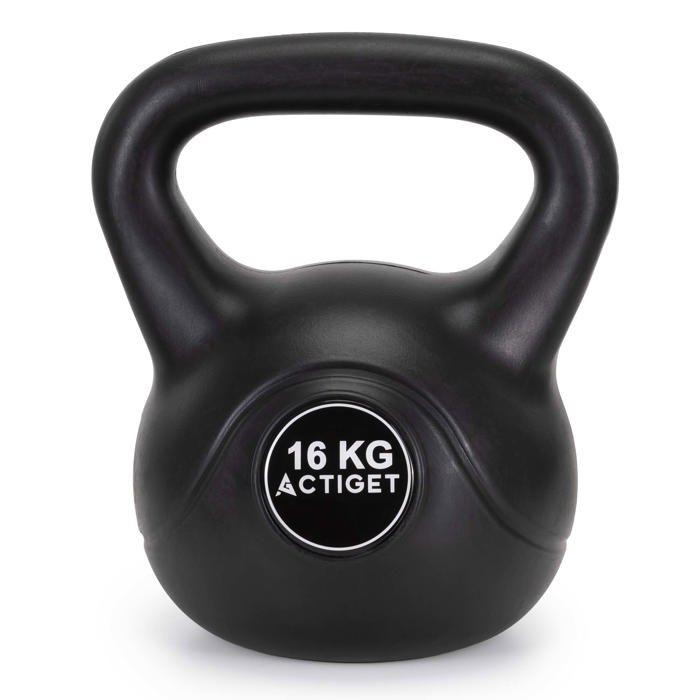 Kettlebell - SPRINGOS - 16kg - ABS - Poignée ergonomique - Noir