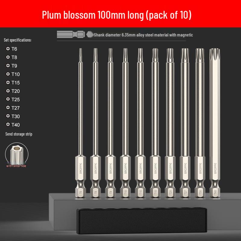 Plum Blossom Magnetic Drill and Screwdriver Bit Set