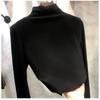 Autumn Winter Half High Collar Velvet Bottomed T-shirt Women Long Sleeve Solid Color All-match Pullover Top Tee