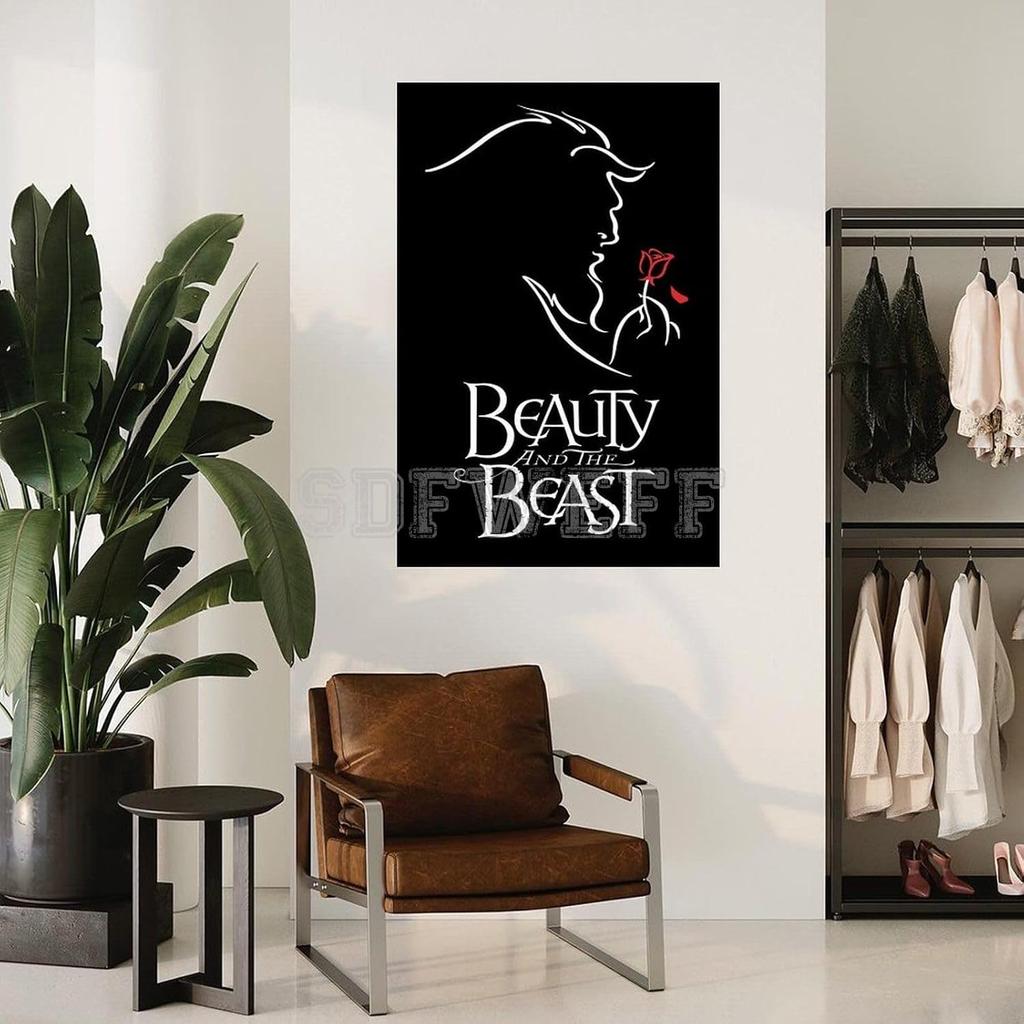 SDFWEFF Beauty & The Beast Poster Broadway Musical Movie Poster Canvas Painting Wall Art Poster for Bedroom Living Room Decor 12x18inch(30x45cm),