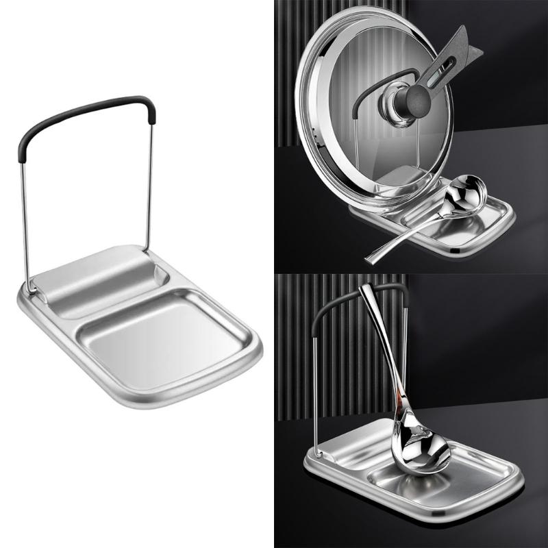 Kitchen Countertop Pot Lid Rack Pan Cover Holder Shelf Metal Rack for Ladles, Spatula Kitchen Utensil Organizer