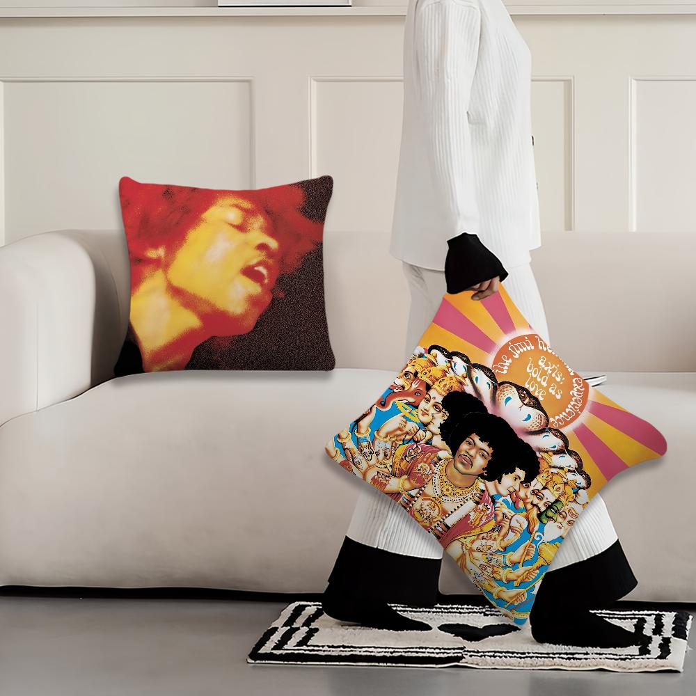 Singer J-Jimi H-Hendrix Cushion Cover Living Room Accent Couch Back Support Square Lounge Restful Nap Companion Pillow Case