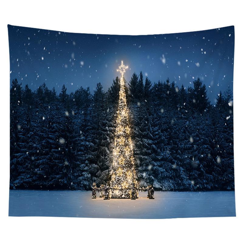 Nordic Christmas Tapestry Watercolor Christmas Tree Print Bedside Hanging Cloth Bedroom Background Cloth