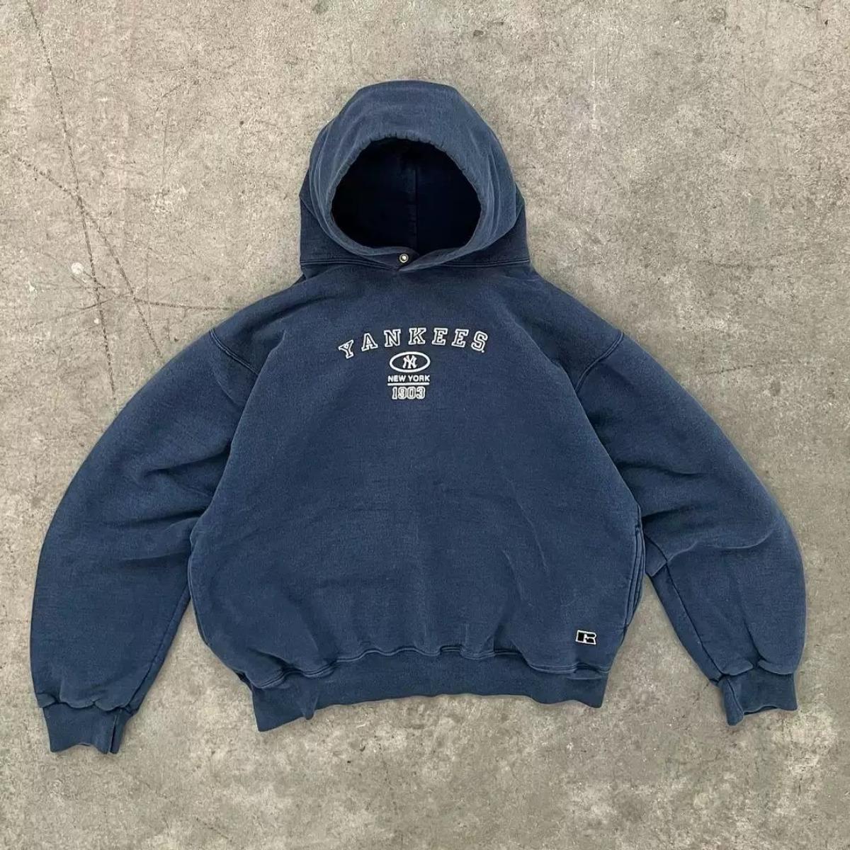 

Ретро Принт Повседневное Свободное Худи Оверсайз Y2k Готика панк Американская Уличная Одежда XL