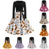Damen Casual Mode Rundhals Karneval Bedrucktes Vintage Kleid