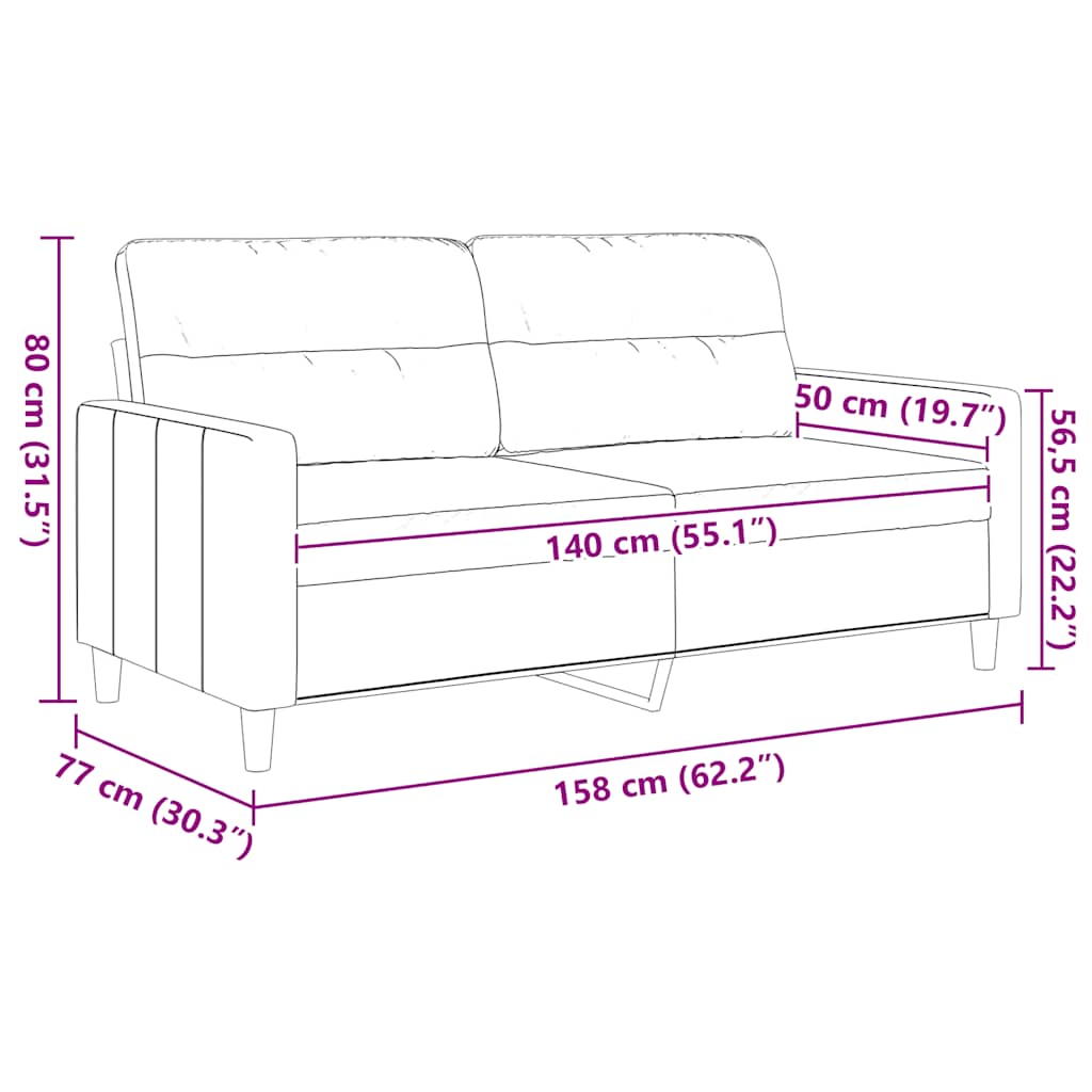 2 Seater Sofa Taupe 140 cm Fabric