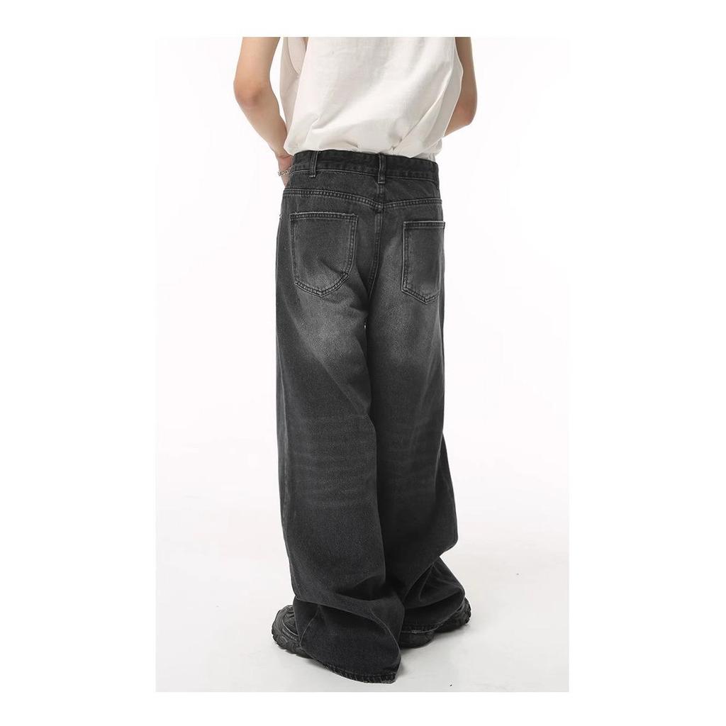Unisex Retro Vintage Washed Straight-Leg Jeans - Slightly Loose Fit