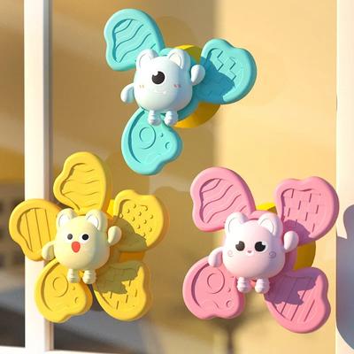 Brinquedos de Banho para Bebê Divertidos Banho Ventosa Giratório Ventosa Desenho Animado Chocalhos Fidget Brinquedos Educacionais Para Crianças Meninos Presente