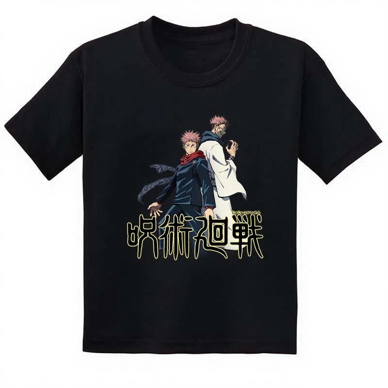 

Teenage Colorful Spell Return Battle Printed T-shirt Boys and Gilrs Summer Casual Loose Harajuku Short Sleeve Tops T-shirt 100cm чорний