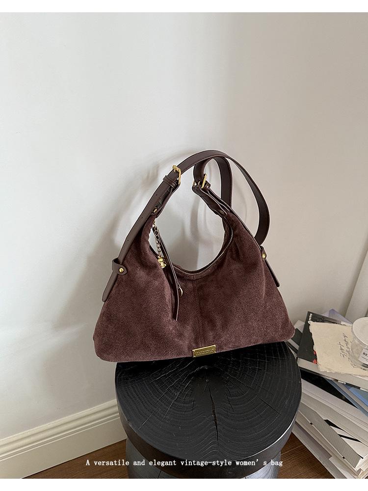 Women's Retro Suede Plush Shoulder Tote – High-Capacity, Crossbody Commuting Bag (2026 New Style)