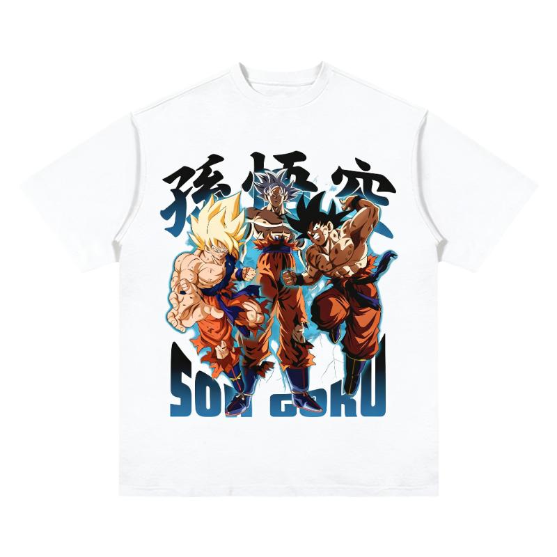 

Evolutionary Forms Dragon Ball Son Goku TShirt Japanese Kanji Graphic Tee Crew Neck Cotton Casual Streetwear Tops S