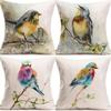 Home Decor Colorful Watercolor Birds Pattern Pillowcase Pattern Cushion Cover Suitable For Sofa Bedroom Car Pillow Cover