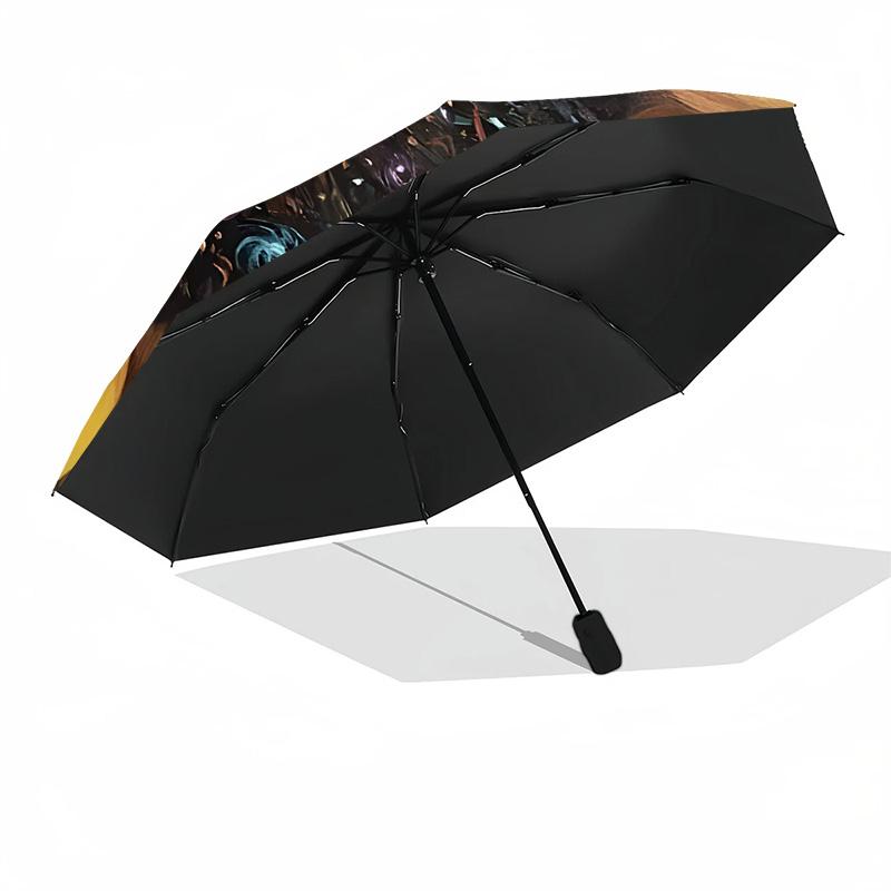 Cosmic Sunflower Bloom Portable Automatic Umbrella Compact 8-Rib Lightweight Durable Plastic & Iron All-Season Travel Fashion Lovers