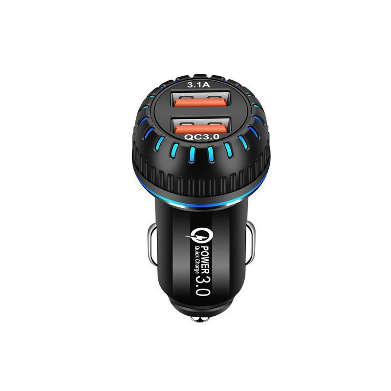 

Автомобильное зарядное устройство с двумя портами USB Quick QC3.0 5V 3.1A, быстрое зарядное устройство для мобильного телефона, прикуриватель для Samsung Huawei Xiaomi Iphone чёрный