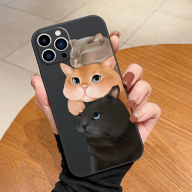Love cat pattern design phone case suitable for iPhone 17 16 15 14 13 12 11 Pro/Max/Plus anti drop and shockproof back cover