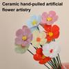 Yousheng Handgefertigte Keramik Simulation Blume Realistische Künstliche Bunte Blüte Dekoration Kunstblume mit Stiel DIY Vasen Dekoration