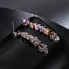 Colorful Cubic Zirconia Long Drop Earrings, Luxury Geometric Crystal Earrings, Elegant Evening Party Jewelry Gift