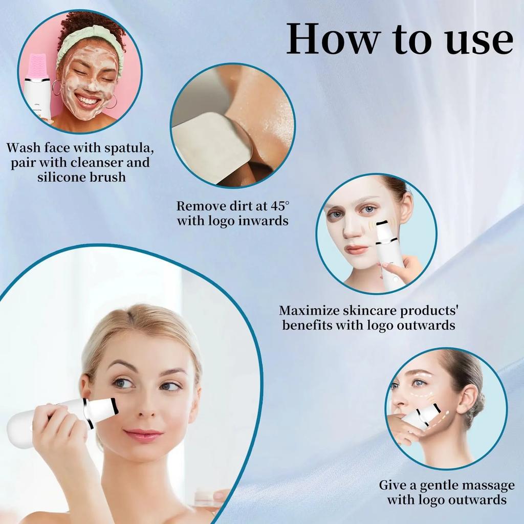 Deep Vibrate Ultrasonic Skin Scrubber Scrubber Deep Vibrate Facial Cleaner Shovel Face Scrubber Peeling Black Head Remover Facial Massager