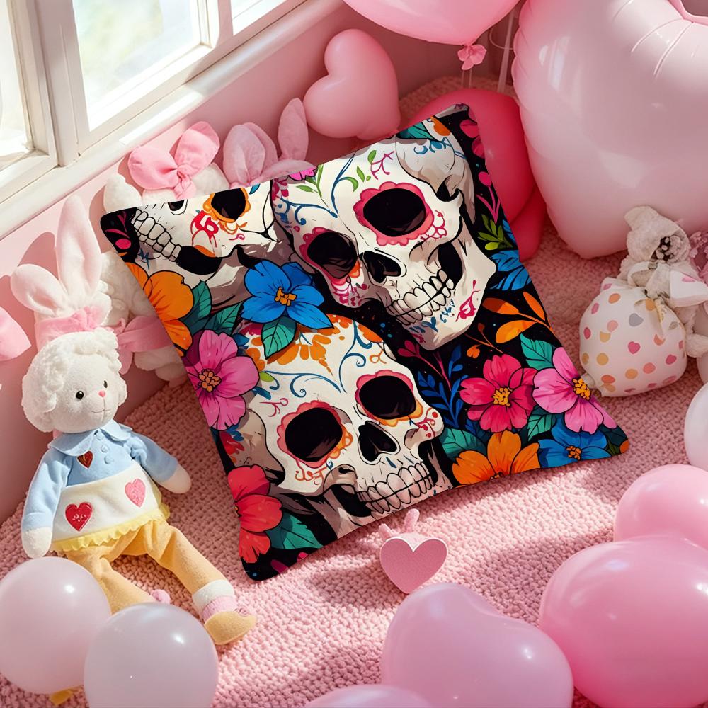 Anime Day of the Dead Cushion Cover Pattern Printed Pillowcase for Living Room Sofa Cushion Cover & Bedroom Decor