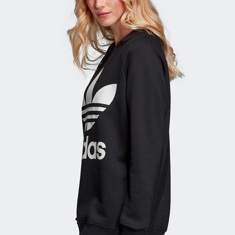 Adidas Originals American Vintage Series Big Letter Logo Fleece Round Neck Pullover Casual Sweatshirt Women Black DH3129