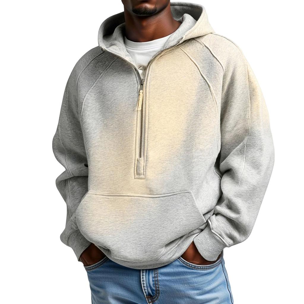 Men's Long Sleeves Leisure Sports Half Zipper Hooded Hood Hoodie