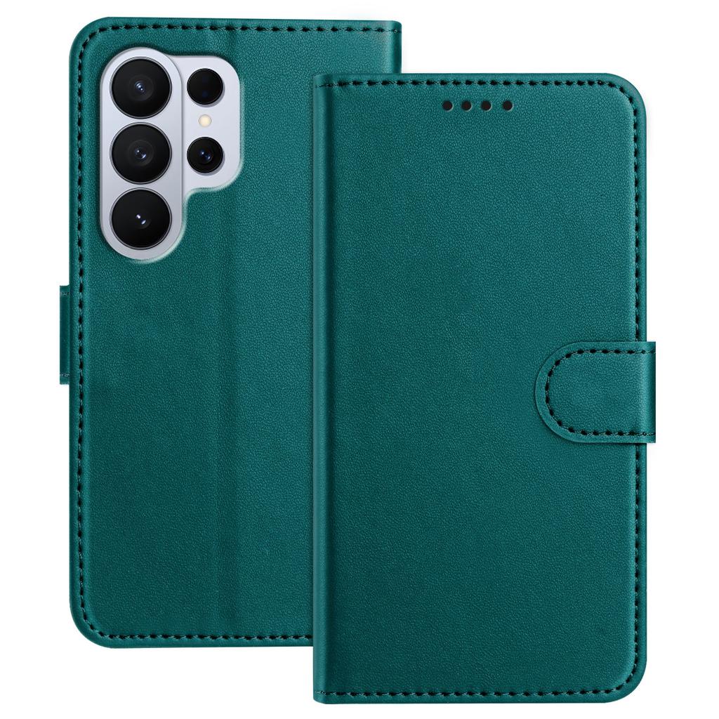 For Samsung Galaxy S26 Ultra Leather Case Wallet Stand Solid Color Anti Drop Phone Cover