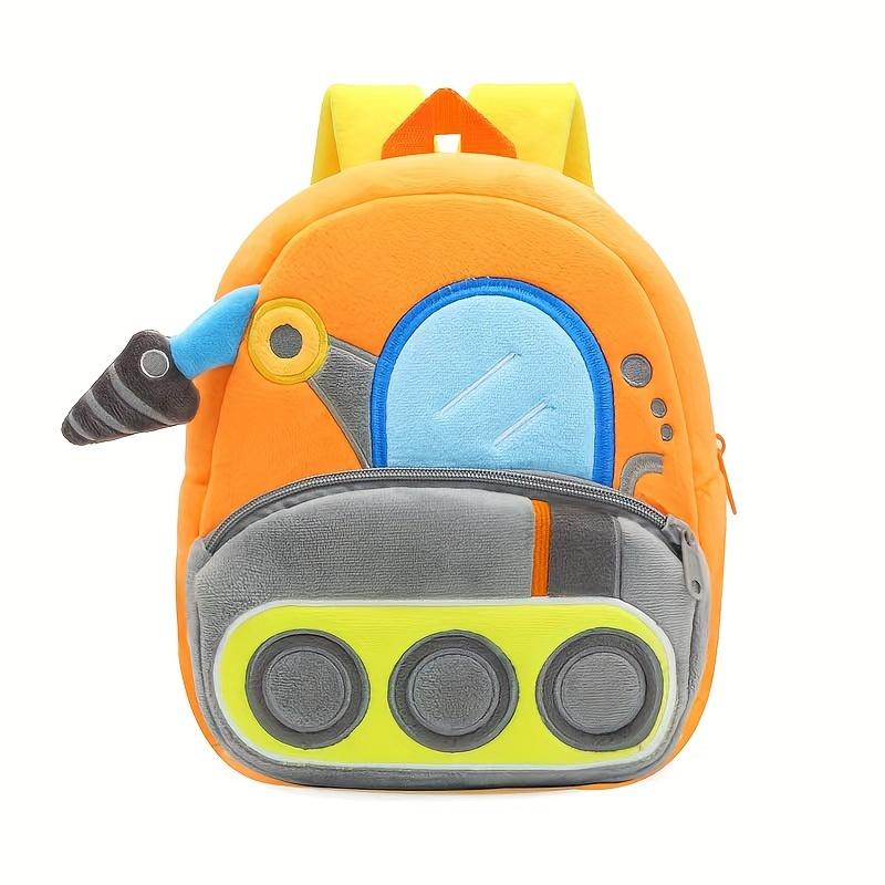 Cartoon Plush Kid Backpack Engineering Vehicles Kindergarten Schoolbag Baby Toddler Backpack 3D Excavator Tractor Backpack
