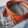 [Tochigi Leather] Made in Japan, Single Piece Leather Narrow Belt with Metal Buckle, 9 Holes, Men's & Women's, 69cm-89cm, Size S, Slim Fit, Casual,