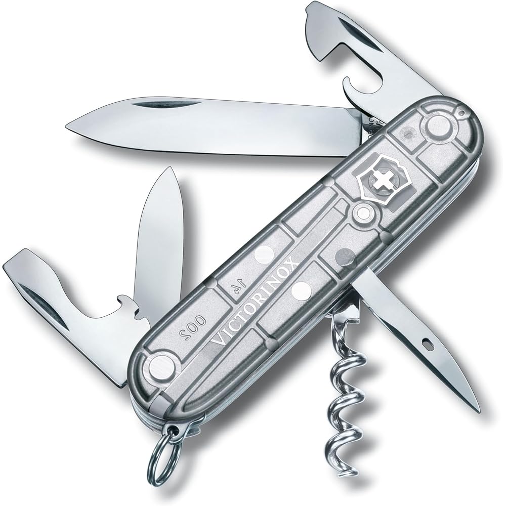 Victorinox Spartan Silver Tech Swiss Army Knife 12 Functions Corkscrew Compact Multi-Tool