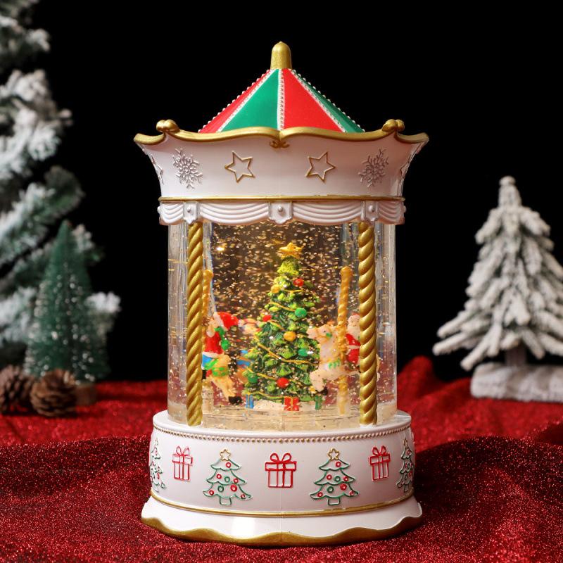 Christmas decorations carousel ornaments with music falling snow glowing water-filled ornaments music box gifts