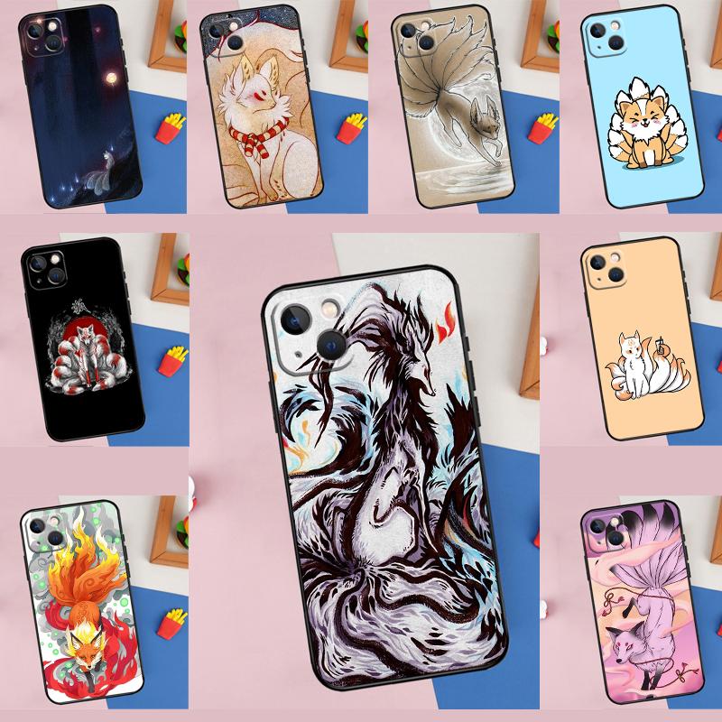 Nine-tailed Fox Case For iPhone 11 12 13 14 15 16 Pro Max Mini XS XR X Plus Soft Protection Cover