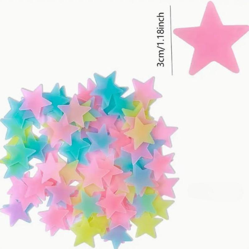 500pcs Luminous 3D Star Wall Sticker, Glow in The Dark Self-Adhesive Ceiling Stickers, ,Removable Stickers, Wall Decor Decals