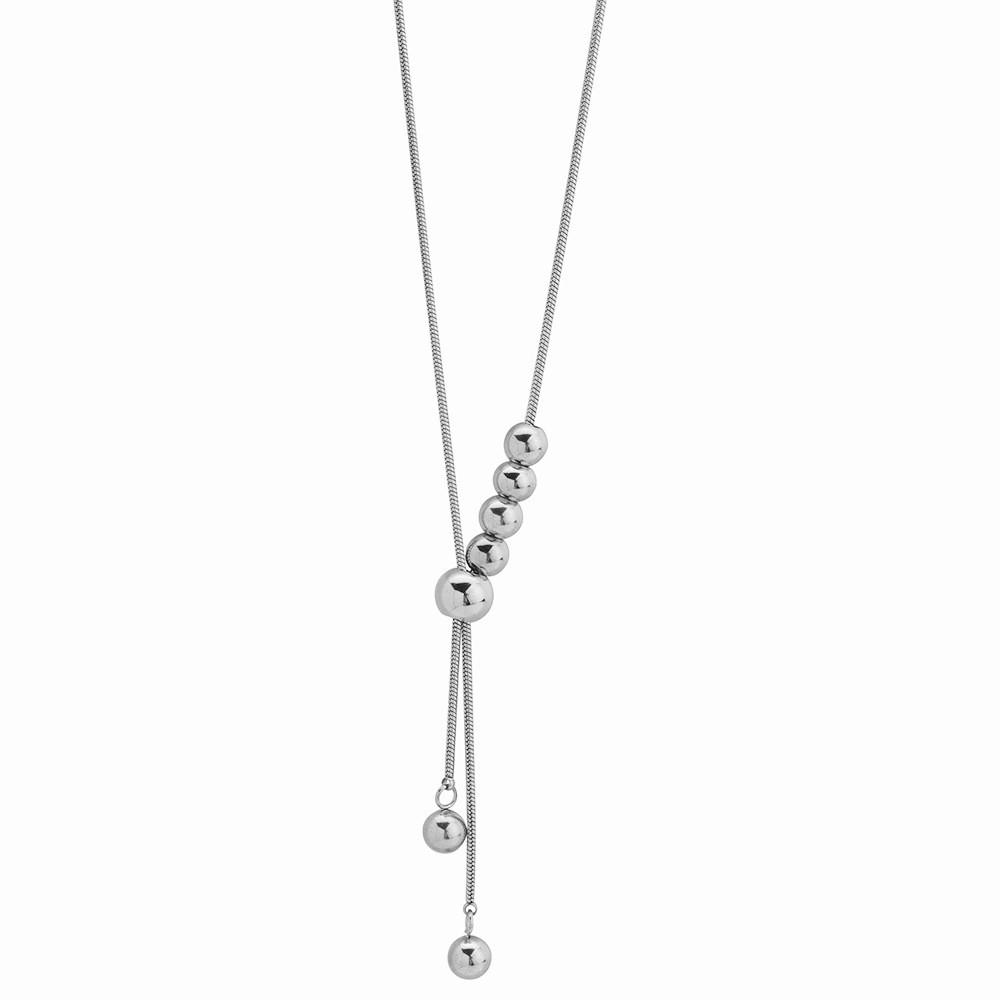 Elegant Long Geometric Titanium Steel Necklace For Women With Stylish Tassel Design