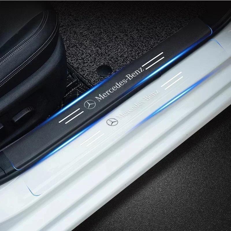 CSC1 4pcs Car Door Sill Protector Stickers Transparent Decor Decal Threshold Strip for Mercedes Benz W211 W204 W210 W203 CLA GLA
