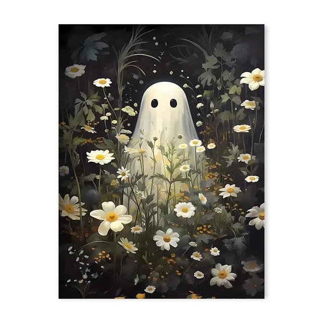 Halloween Horror Ghosts Black Cats Retro Landscape Canvas Prints Spooky Country Wall Art Posters for Living Room Home Decor